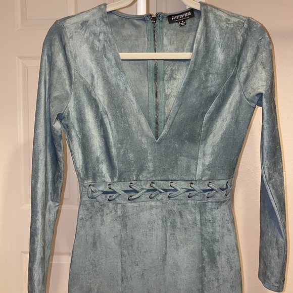 Dressed to kill Dress- Blue Grey Suede Dress - Picture 10 of 12
